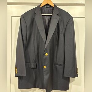 Brooks Brothers Saxxon Wool Blazer Mens 50 Navy Madison Gold Buttons Made in USA